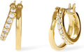 Double Hoop Earrings for Women - Dainty 14K Gold Plated Huggies