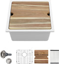 Sarlai 18 White Granite Composite Workstation Sink - Undermount