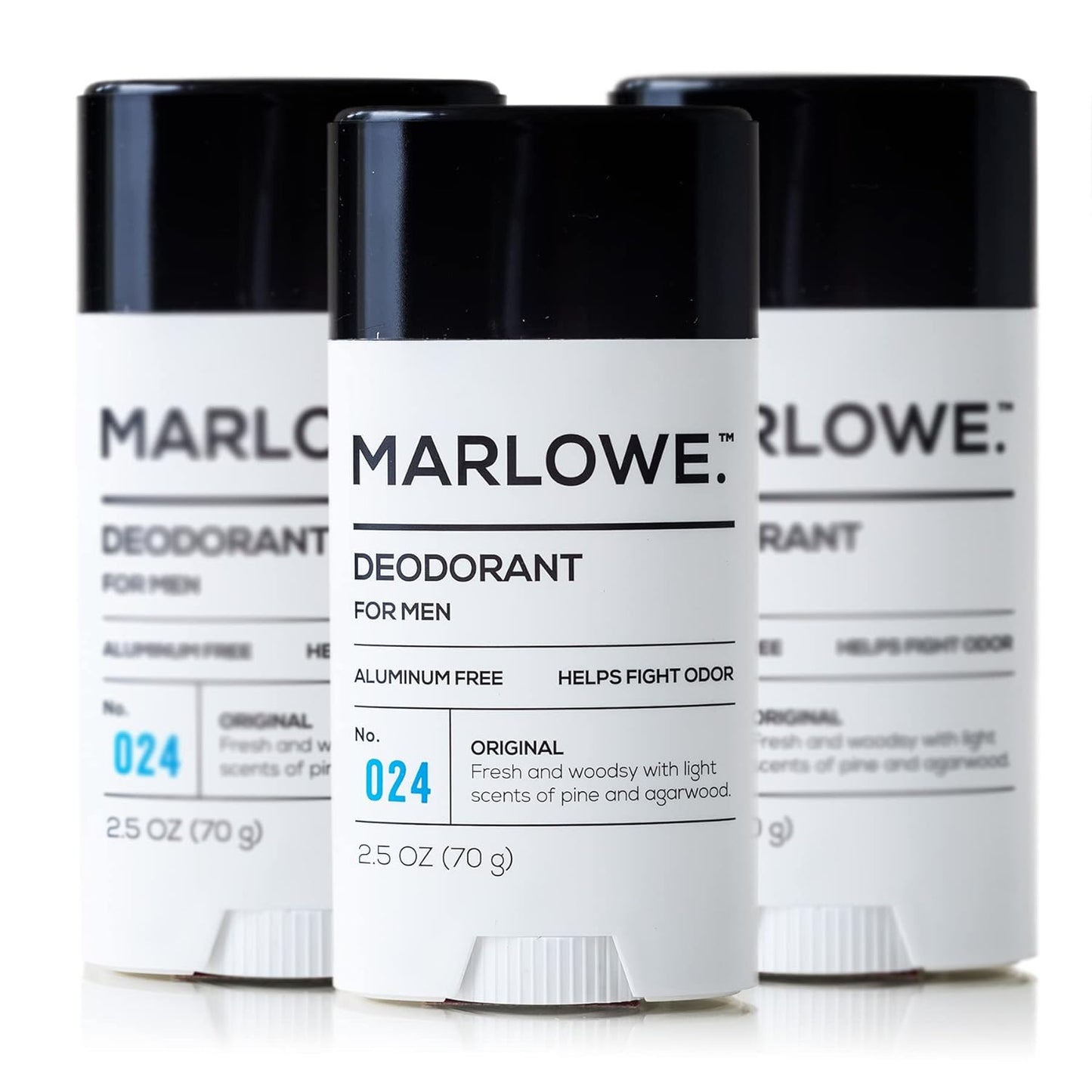 MENS Natural Deodorant 3-Pack by MARLOWE. for All Day Freshness