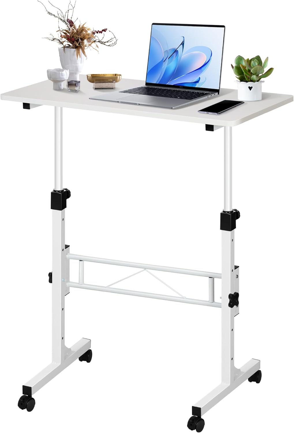 Portable Sit-Stand Desk - Adjustable Height - White