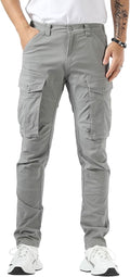 Plaid&Plain Men's Cargo Pants Slim Fit with Articulated (Style JVXF)