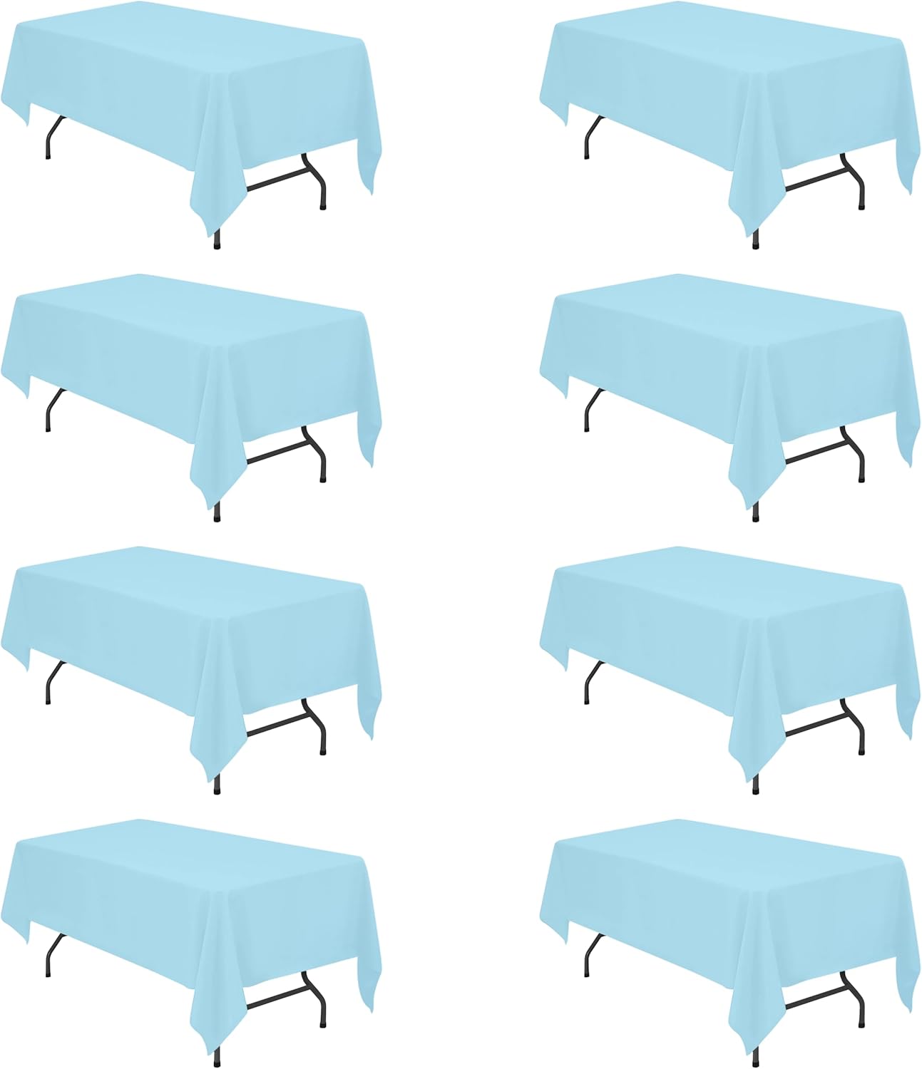 Light Blue Tablecloths for 6 Foot Rectangle Tables - 8 Pack