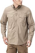 CQR Men's Long Sleeve Ripstop Work Shirt - Tactical UPF 50