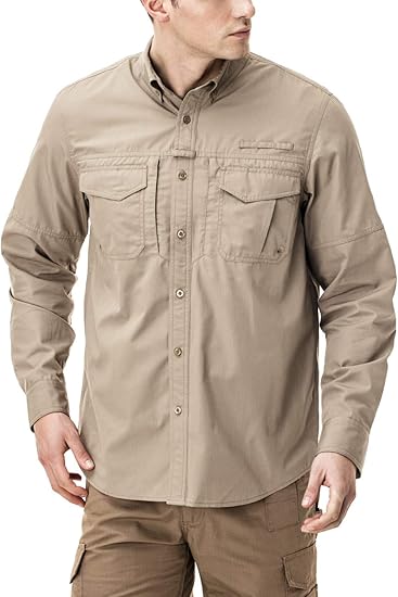 CQR Men's Long Sleeve Tactical Shirts for Outdoor Activities