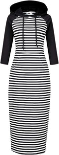MISSKY Women's Casual Pocket Slim Pullover Maxi Hoodie Dress Shoes