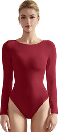 SUUKSESS Women Crew Neck Long Sleeve Thong Bodysuit - Soft Fit Women's