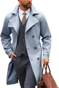 Runcati Mens Trench Coat Double Breasted Notched Lapel - Classic