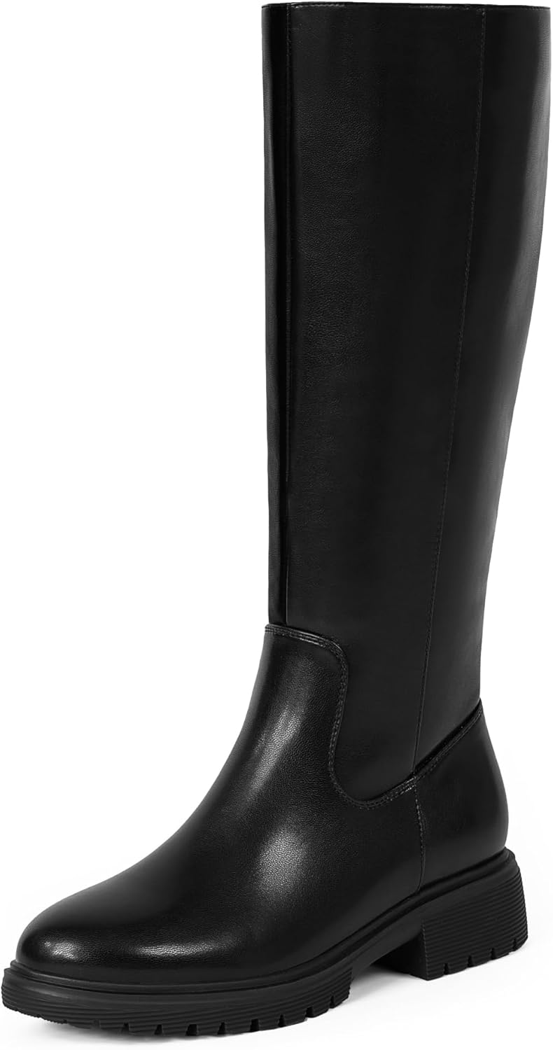 Knee High Boots for Women Round Toe Chunky Platform Fall Boot