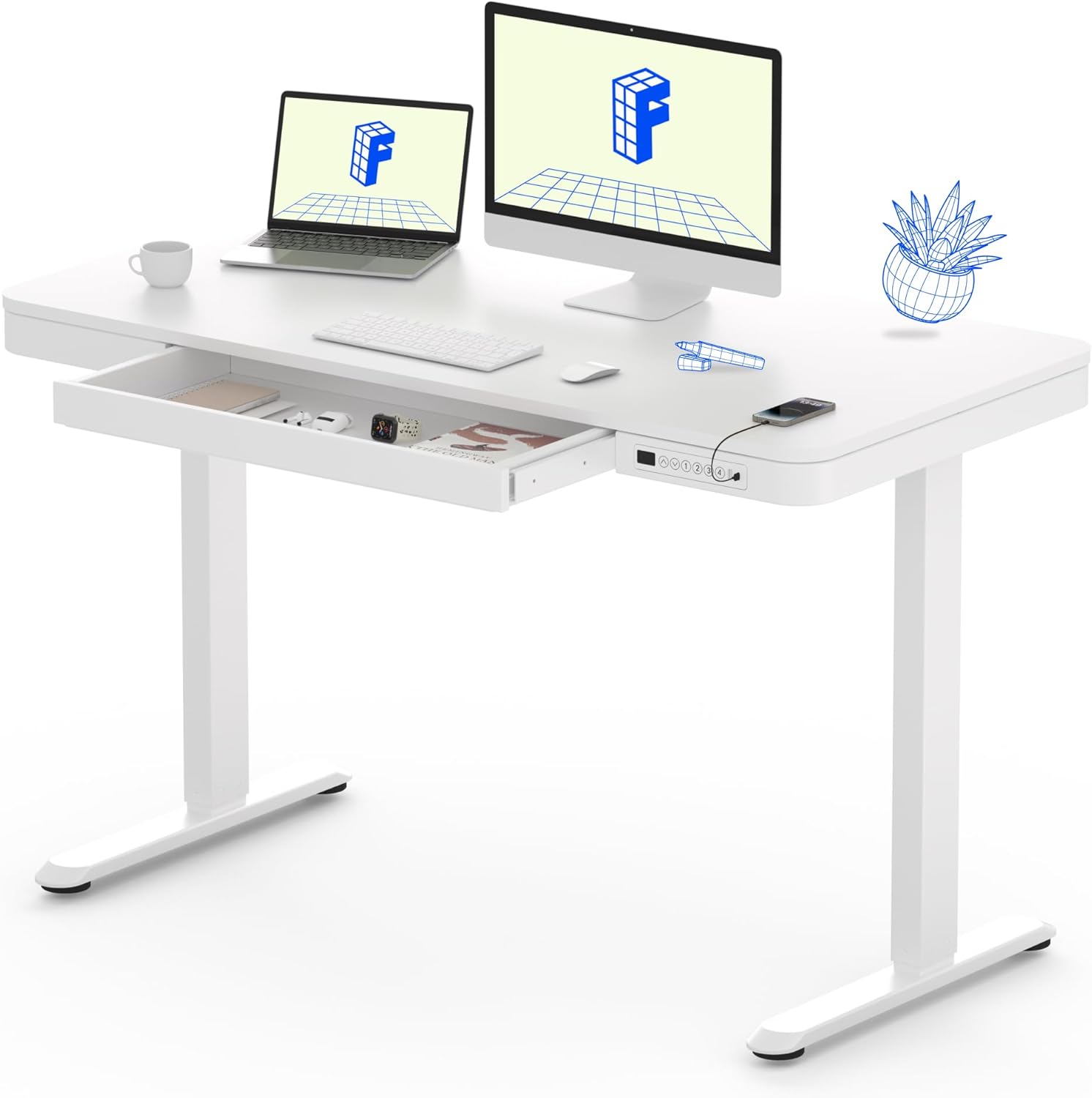 FLEXISPOT Comhar Electric Standing Desk with USB Charging Port