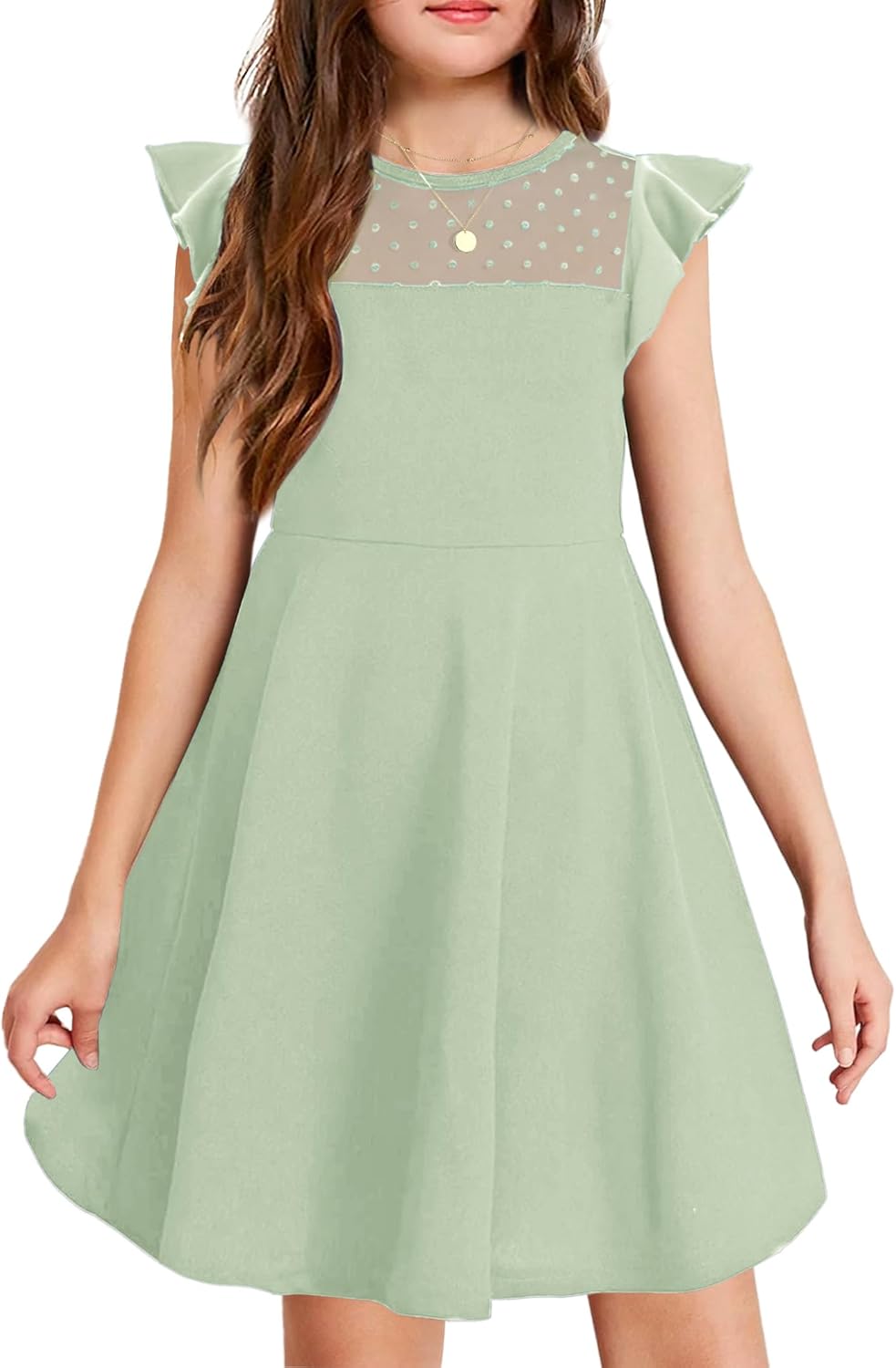 Arshiner Girls Dress Summer Ruffle Sleeve Casual Party Dress