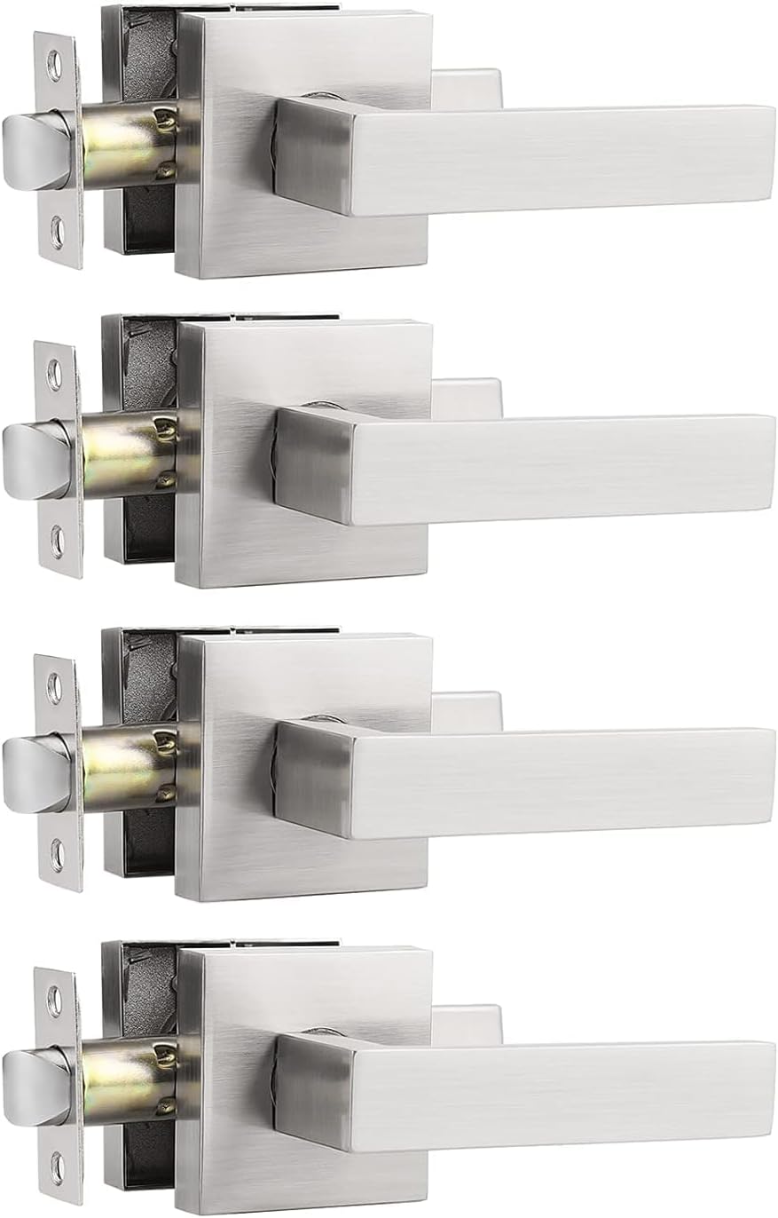 Probrico 4 Pack Square Door Levers for Keyless Passage Lockset