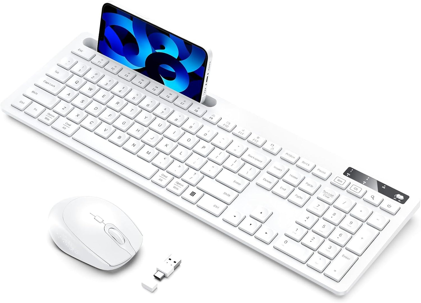 VIVEFOX White Wireless Keyboard & Mouse Combo: MacBook Ready 