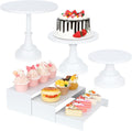6PCS Cake Stand Set White Metal Dessert Display - Elegant Party Stands