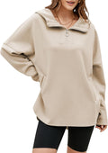 EVALESS Women's Oversized Hoodies Half Zipper Pocket Sweatshirt - Cozy