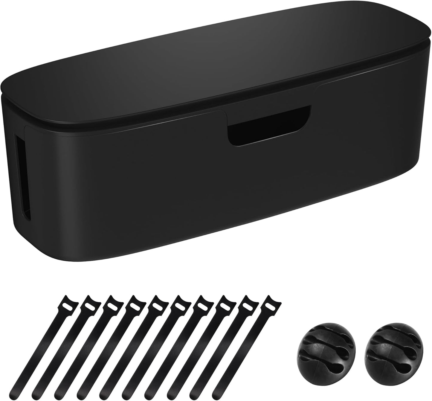 Chouky Large Cable Organizer Box - Hide Power Strips & Wires - Babyproof - Black