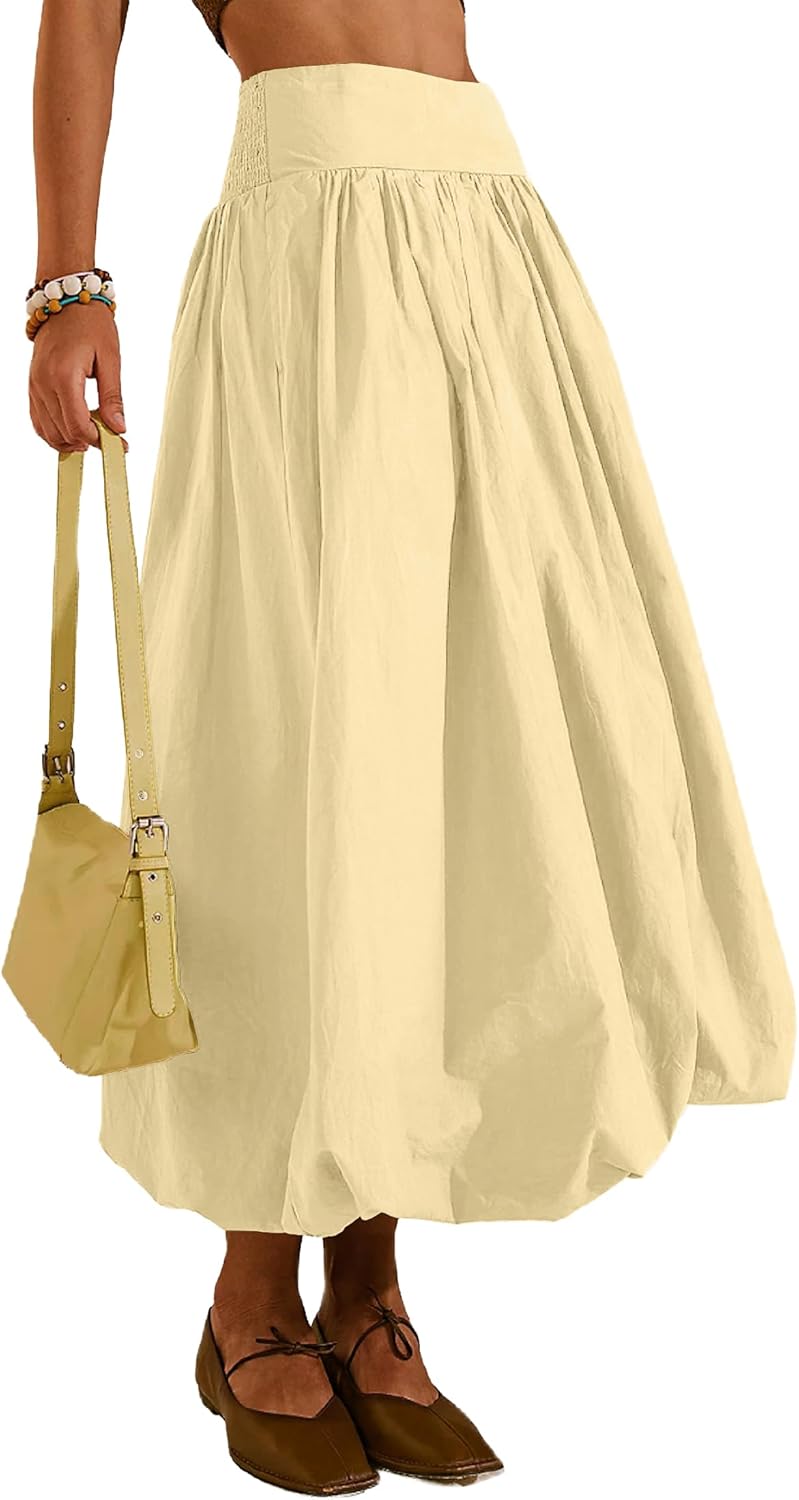 Women's Bubble Long Skirt with Pockets for Trendy Style