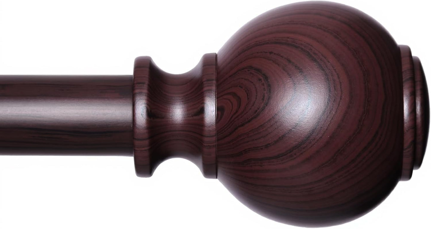Red Wood Curtain Rods for Windows 28 to 120 Inches Adjustable