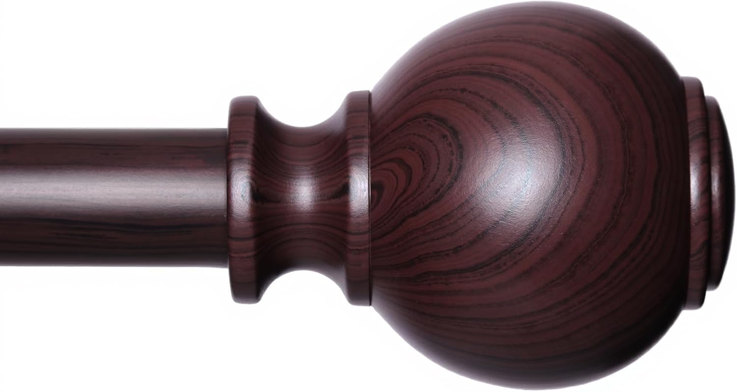 Red Wood Curtain Rods for Windows 28 to 120 Inches Adjustable