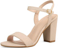 Women's Chunky Block Heels 3.5in Open Toe Ankle Strap (Style J2Z1)