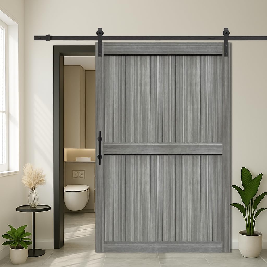 54in x 84in MDF Elephant Gray Barn Door with Sliding Hardware