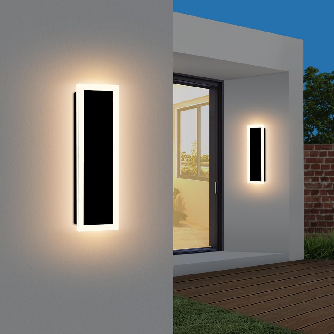 2-Pack 18IN Modern Outdoor Wall Light LED Fixture IP65 Waterproof