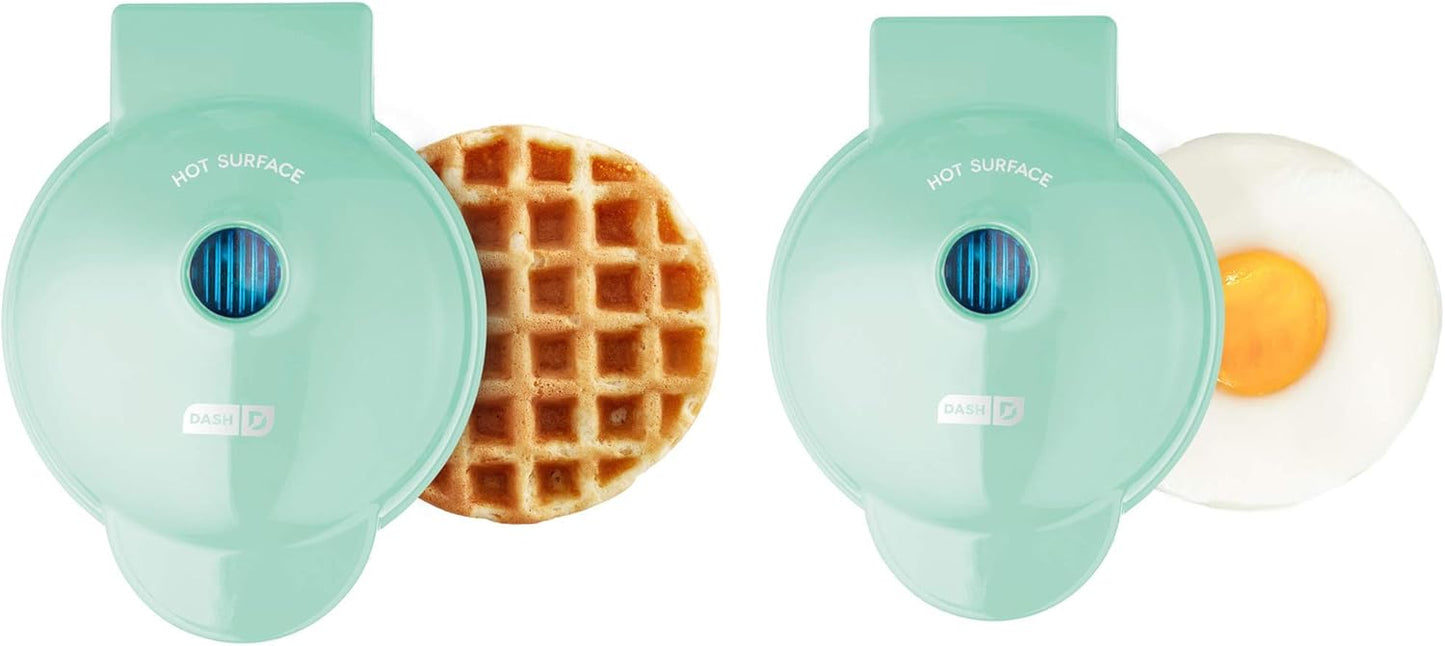 DASH Mini Maker 2-Pack: Waffle + Griddle Combo - Aqua