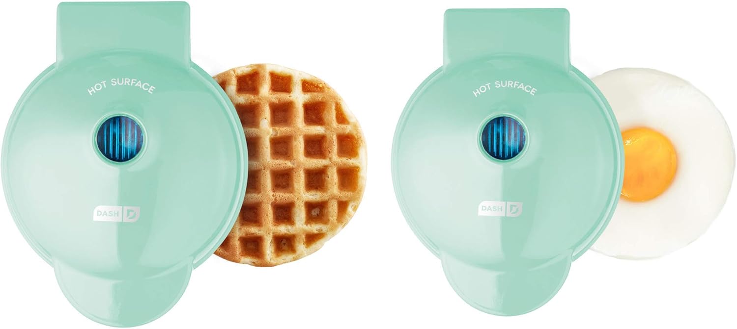 DASH Mini Maker 2-Pack: Waffle + Griddle Combo - Aqua