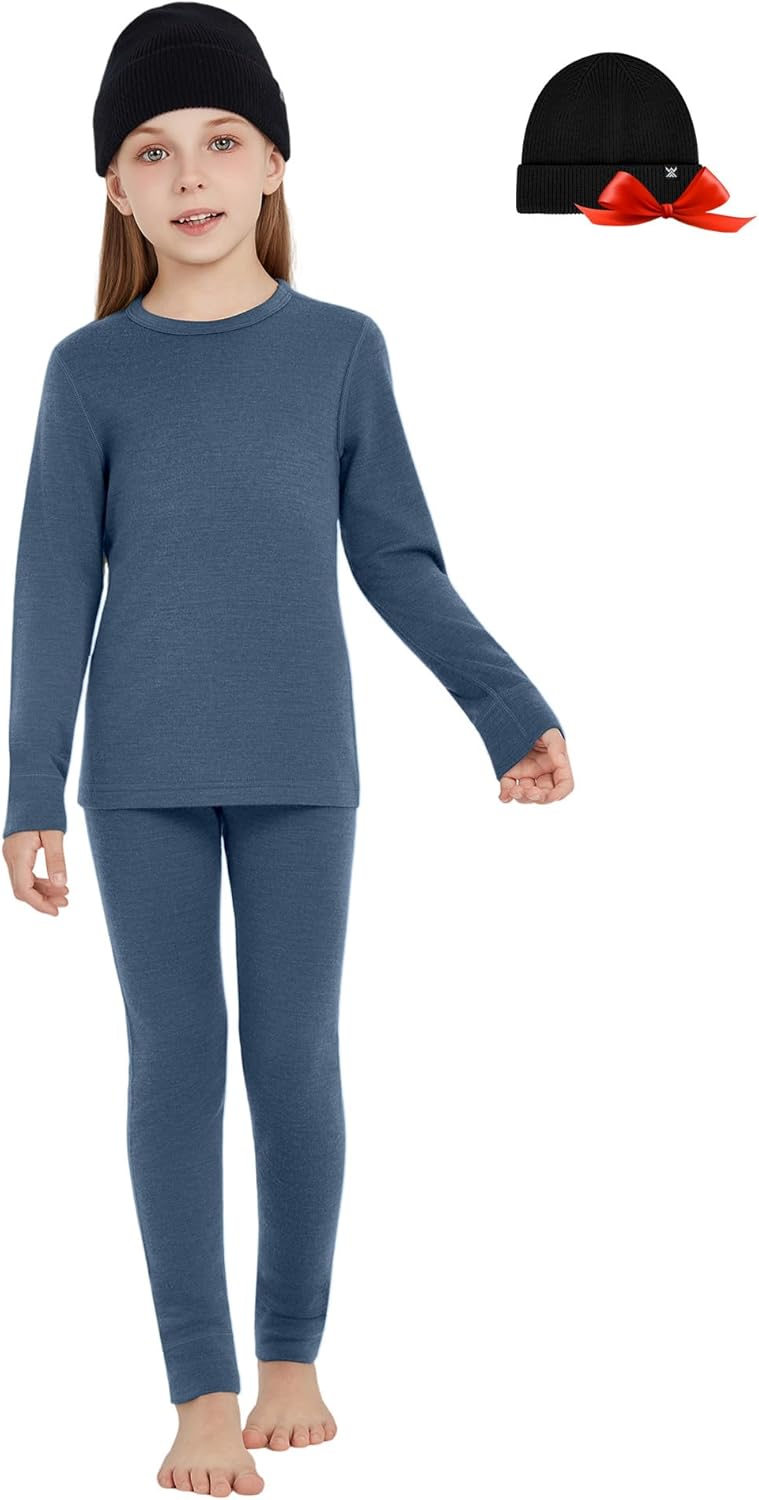 Unisex Kids' Merino Wool Base Layer Sets for Active Lifestyles