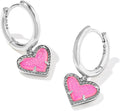 Kendra Scott Ari Heart Huggie Earrings - Hot Pink Drusy Style