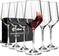 Wine Glasses Set of 6 Long Stem 14oz Hand Blown Crystal - Elegant
