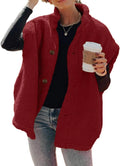 Womens Fuzzy Fleece Sherpa Vest - Cozy Oversized Button Down