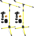 Microphone Stand Floor Pair with Telescoping Boom Arm - Adjustable