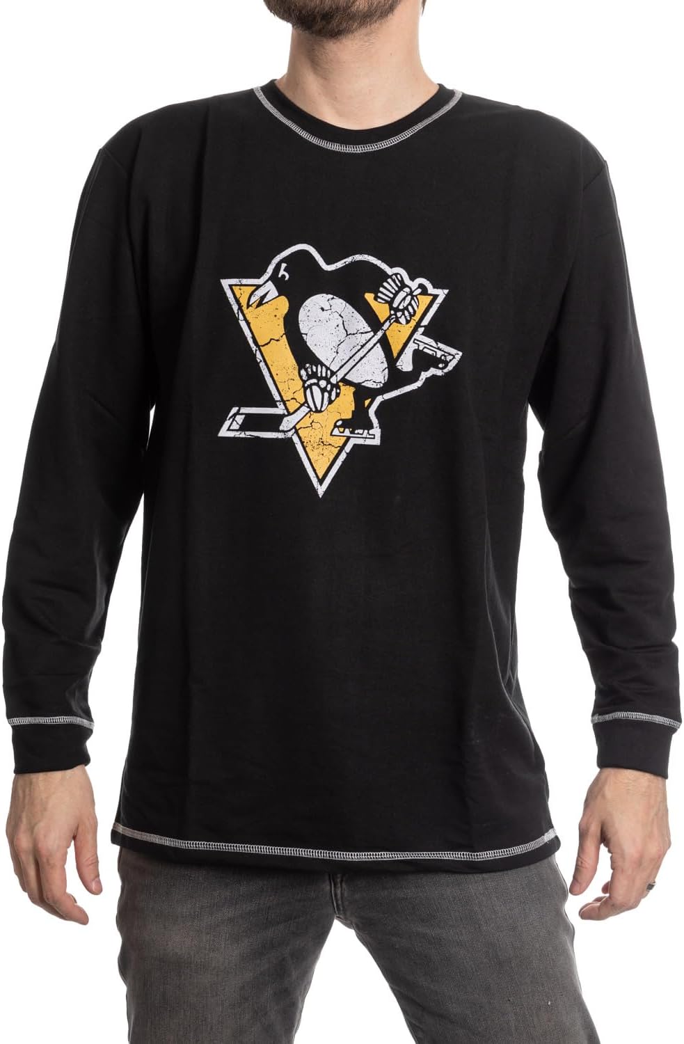 NHL Men's Officially Licensed Team Logo Long Sleeve Shirt