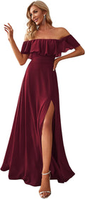 Women's Off The Shoulder Chiffon Maxi Dress - Side Split Formal
