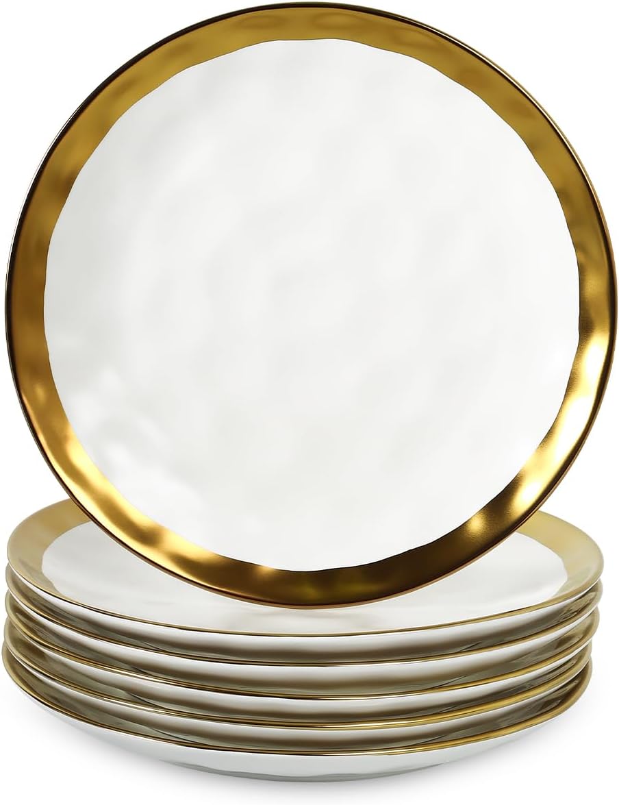 Vicrays Ceramic Dessert Salad Plates Set of 6, 8 Inch Round