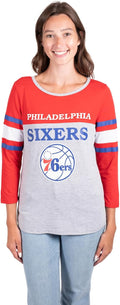 Ultra Game Women's NBA Official Raglan 3/4 Sleeve Tee - Comfortable