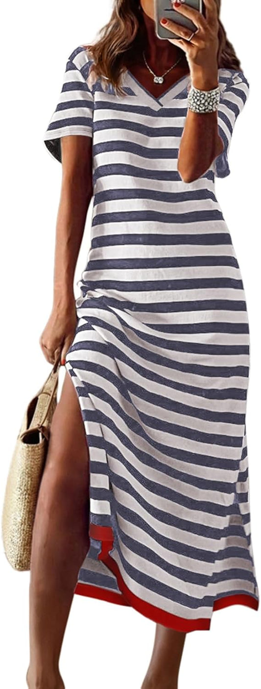 Dokotoo Summer Dress Casual Womens Fashion Short Sleeve Maxi Dress