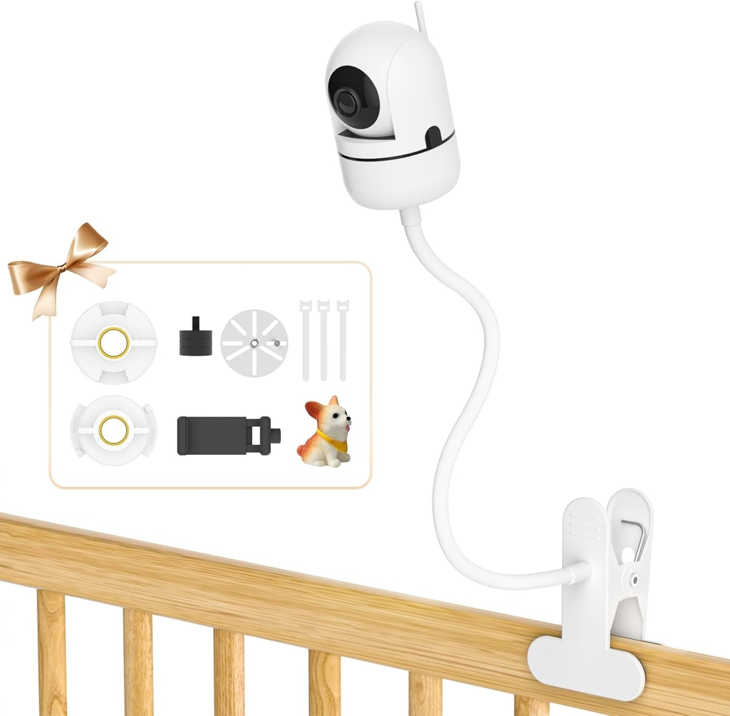 360 Flexible Baby Monitor Crib Mount - Keep an Eye on Your Little One Hands-Free!