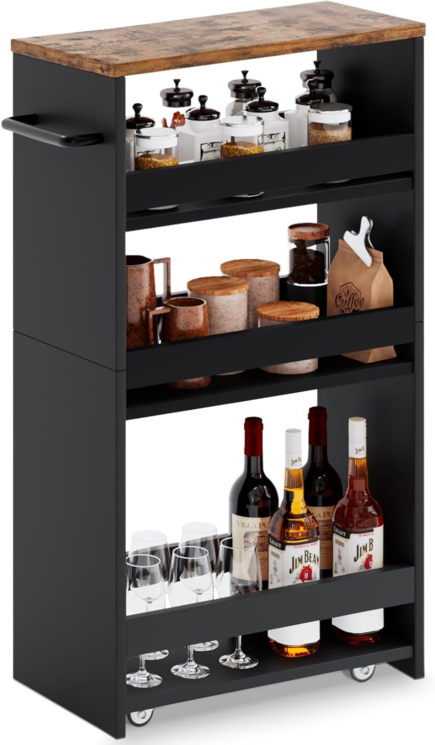 MARTY Rolling Storage Cart: 4-Tier Slim Kitchen Utility Cart