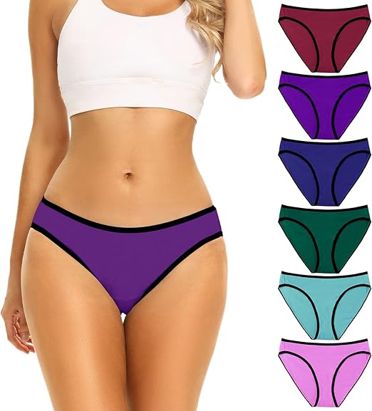 POKARLA Women's Hi-Cut Bikini Panties Soft Stretch Cotton Underwear