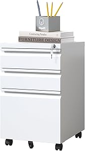 Yukimo 3 Drawer Mobile File Cabinet for Home Office Use