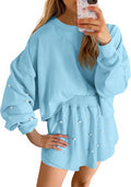 Fisoew Womens Lounge Sets 2 Piece Outfits with Pearl Design
