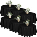 6 Pack 132 in Round Black Tablecloths - Reusable Polyester Covers