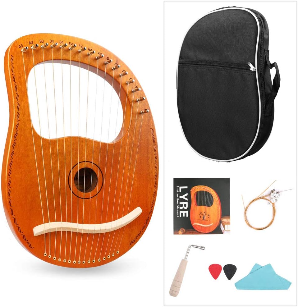 Mr.Power Lyre Harp 16 String Natural Wood with Tuning Wrench