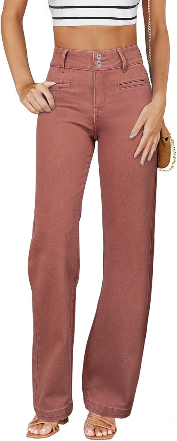 High Waisted Straight Leg Stretchy Jeans for Women by Sidefeel