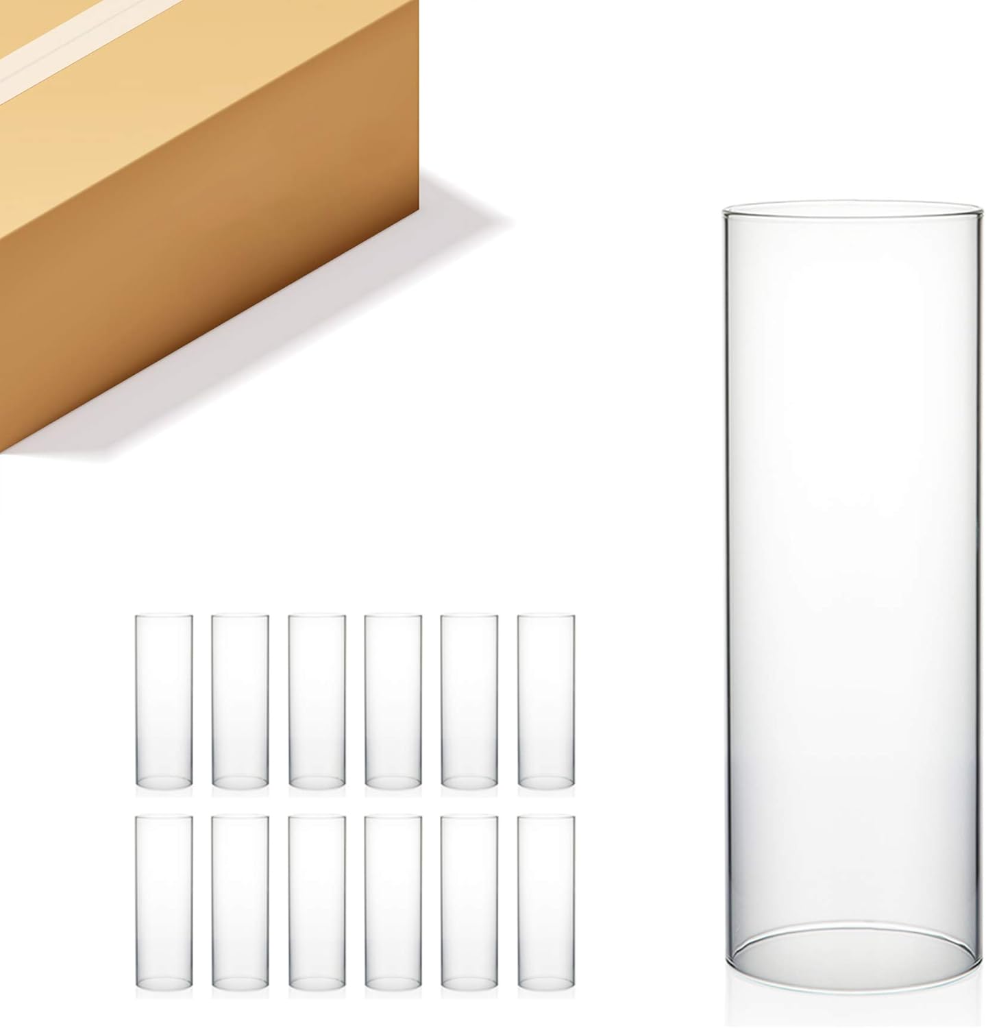 WGVI Hurricane Candle Holder Sleeve - Clear Glass Cylinder Set