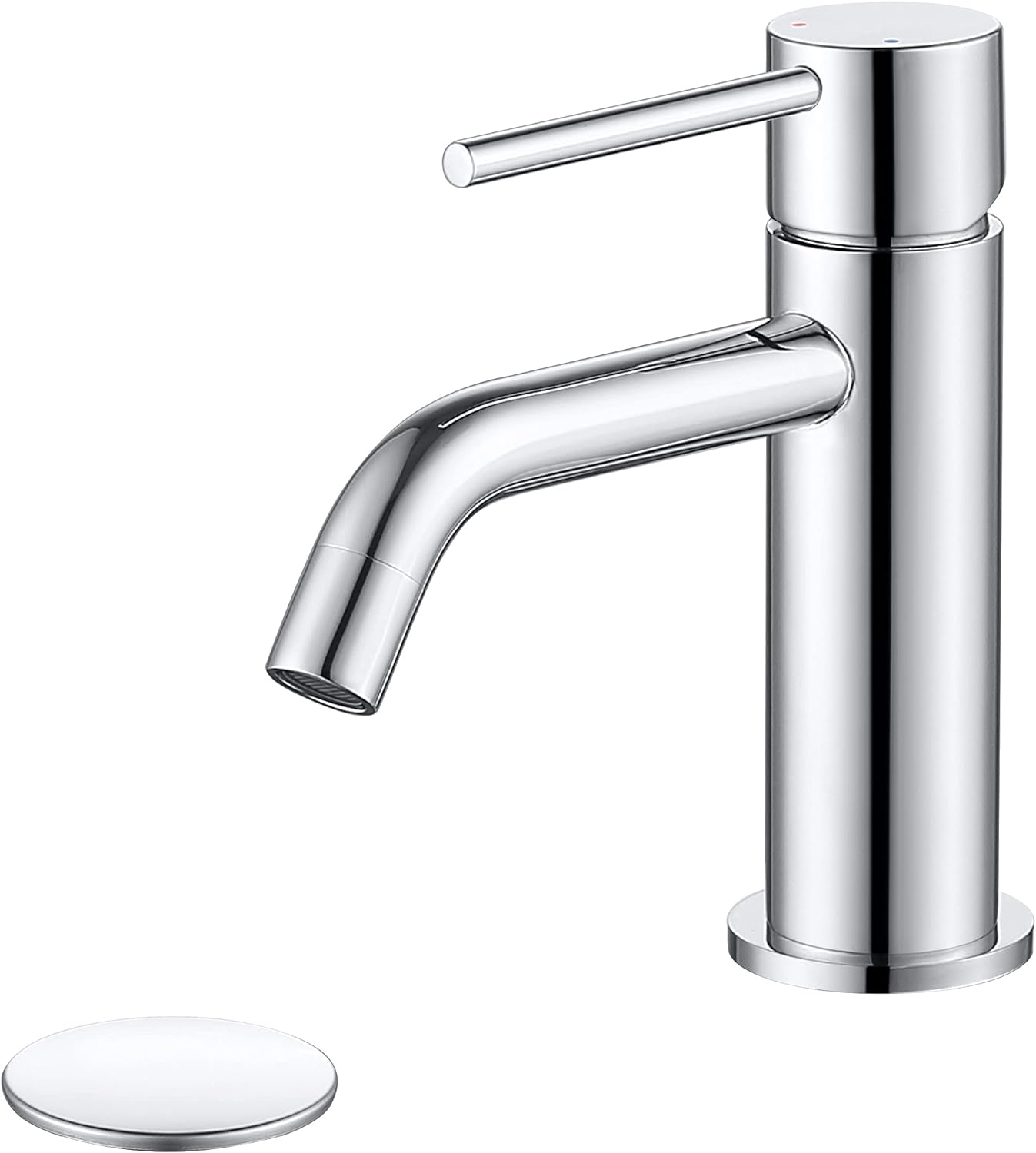 Chrome Bathroom Faucet Single Hole with Pop Up Drain Assembly