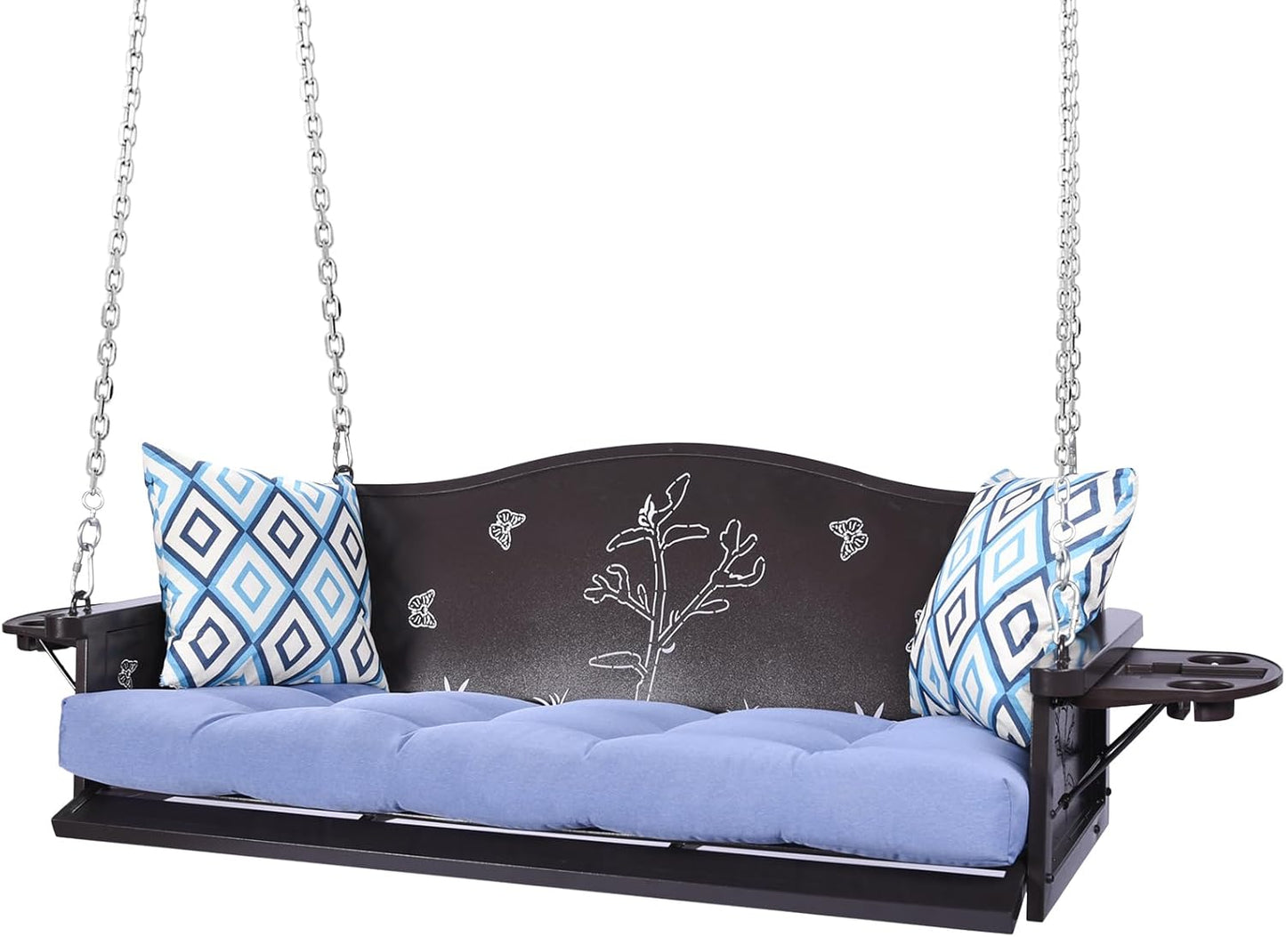 3-Seat Metal Porch Swing with Heavy Duty Design and Comfort