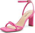 Womens Sandals Square Open Toe Strappy Heels - Chunky Comfort Women's