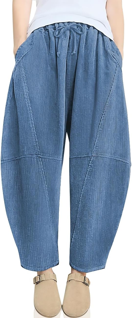 TARSE Womens Corduroy Harem Pants for Casual Comfort and Style